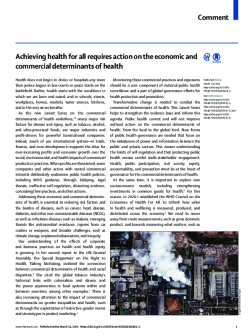 Achieving health for all requires action on the economic and commercial determinants of health